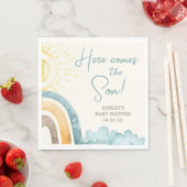 Hier komt het Son Retro Baby shower Servet (Insitu)