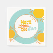 Hier komt het Son retro baby shower Servet (Voorkant)