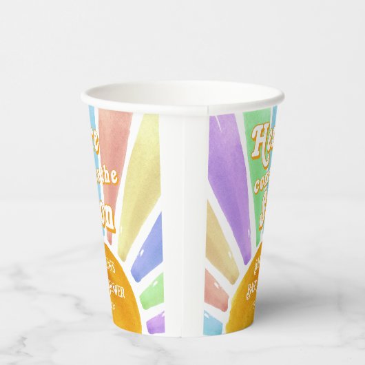 Hier komt het Son Retro Boys Baby shower Papieren Bekers (Rechts)