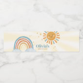 Hier komt het Son Retro Sunshine Baby shower Waterfles Etiket (Enkel label)