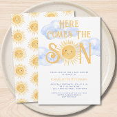 Hier komt het Son Sun Clouds Baby shower Kaart