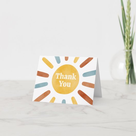 Hier komt het Son Sunshine Baby shower Bedankkaart (Voorkant)