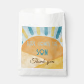 Hier komt het Son Sunshine Blue Ray Baby shower Bedankzakje (Voorkant)