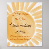 Hier komt het Son Sunshine Ray Baby shower Game Poster (Voorkant)