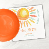 Hier komt het Son Waterverf Sun Baby shower Servet