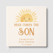 Hier komt het Son Yellow Sunshine Baby shower Gastenboek (Voorkant)