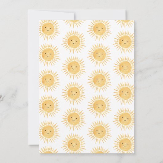 Hier komt het Son Yellow Sunshine Baby shower Kaart (Achterkant)