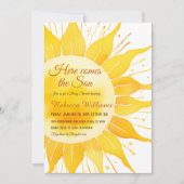 Hier komt het Son Yellow Sunshine Baby shower Kaart (Voorkant)