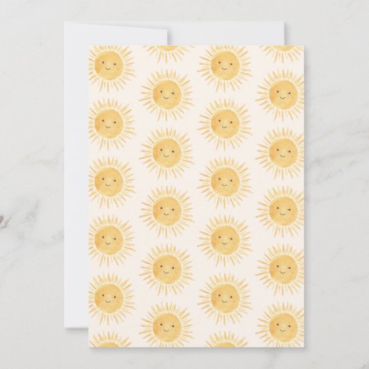 Hier komt het Son Yellow Sunshine Baby shower Kaart (Achterkant)