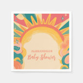 Hier komt het Son Yellow Sunshine Baby shower Servet (Voorkant)