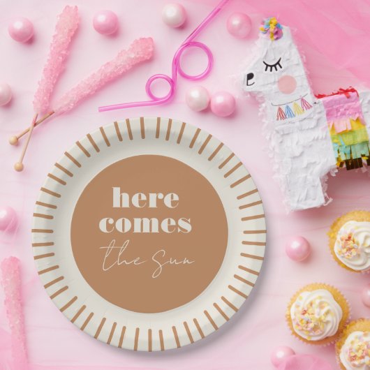 Hier komt het Sun Boho-Baby shower | Papieren Bord (Feest)