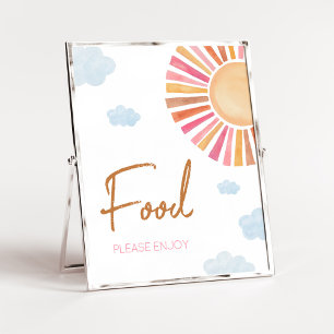 Hier komt het Sun Girl Baby shower eten Poster