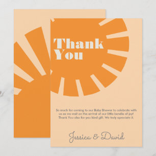 Hier komt het Sun Retro Baby shower Bedankkaart