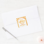 Hier komt het Sun Retro Baby shower Dank u Vierkante Sticker (Envelop)