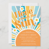 Hier komt het Sun Retro Baby shower Kaart (Voorkant)