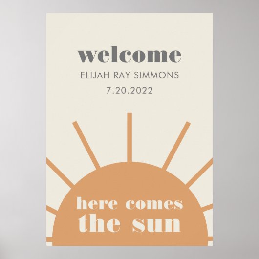 Hier komt het Welkome Poster van de Zon (Voorkant)