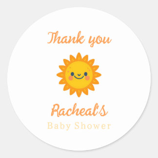 Hier komt het zoon Baby shower Ronde Sticker