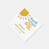 Hier komt het zoontje boho retro baby shower servet (Hoek)