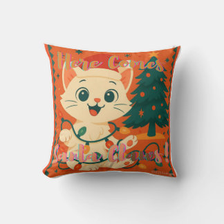 Hier komt Kerstman Klauw! Grappige Kerstman Kat Kussen