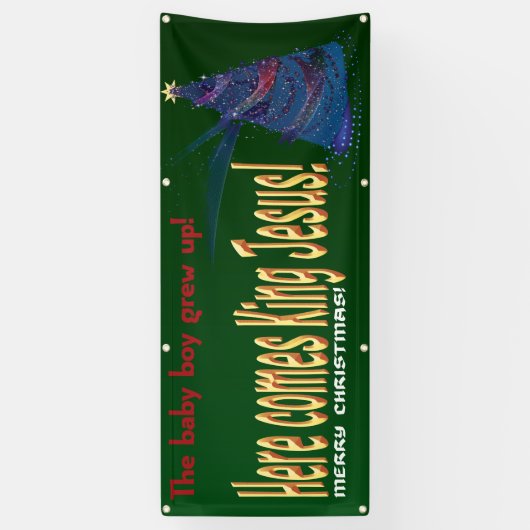 Hier komt Koning Jezus! Kerstbanner Spandoek (Verticaal)