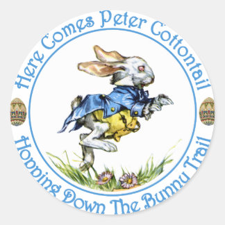 Hier komt Peter Cottontail Ronde Sticker
