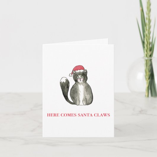"Hier komt Santa Claws"-feestdag Kaart (Voorkant)