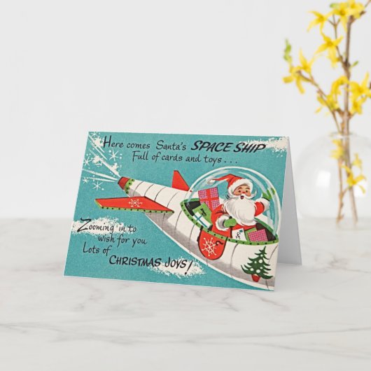 Hier komt Santa's ruimteschip Kaart (Gele Bloem)