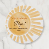 Hier komt Sunshine Ray Yellow Baby shower Pop het Bedankjes Labels (Voorkant)
