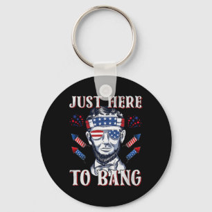 Hier naar Bang Abraham Lincoln 4th of July vuurwer Sleutelhanger
