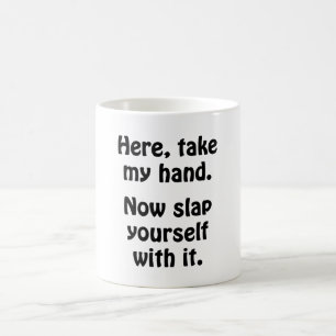 Hier, neem mijn hand. koffiemok