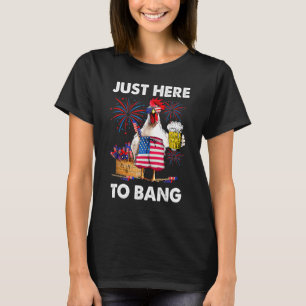 Hier om te knallen 4 juli Kip Bier VS Vlag T-shirt