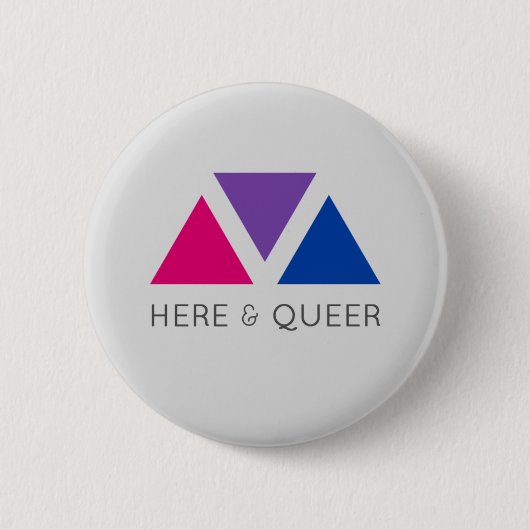 Hier & Queer (Bisexual Pride) Ronde Button 5,7 Cm (Voorkant)