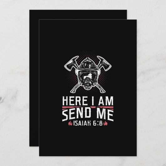 Hier stuur ik me Isaiah 68 brandweerman Feestdagenkaart (Voorkant / Achterkant)