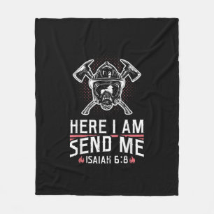 Hier stuur ik me Isaiah 68 brandweerman Fleece Deken