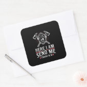 Hier stuur ik me Isaiah 68 brandweerman Vierkante Sticker (Envelop)