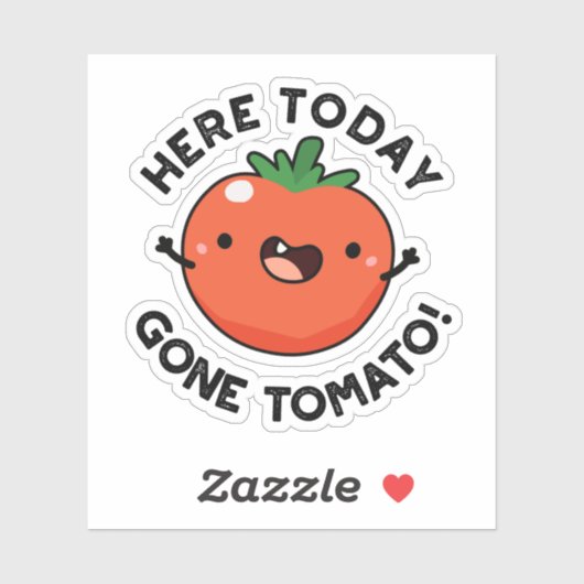 Hier vandaag Gone Tomato Funny Veggie Pun Sticker (Vel)