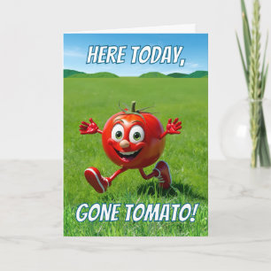 Hier vandaag Gone Tomato Ketchup Pun Cartoon Kaart