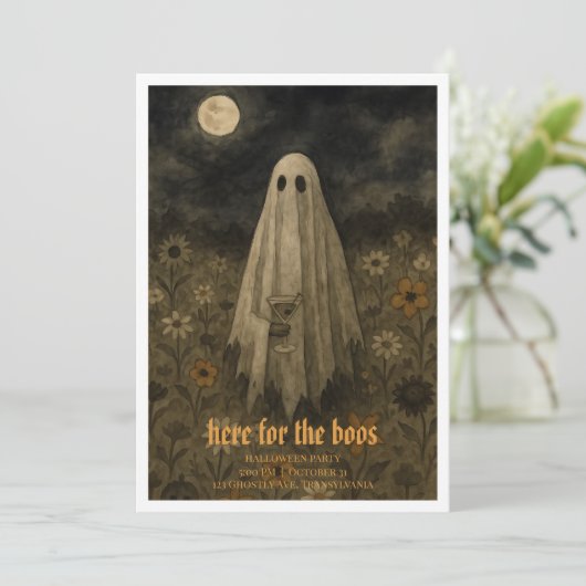 Hier voor de "Boos" Halloween Party Kaart (Staand voorkant)