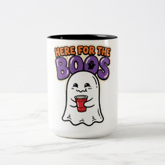 Hier voor de Boosjes Schattig Spook Halloween Fees Tweekleurige Koffiemok