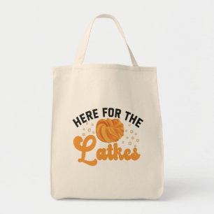 Hier voor de Latkes Funny Jewish Hanukah Holiday Tote Bag