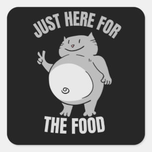 Hier voor de voedselvette kat vierkante sticker