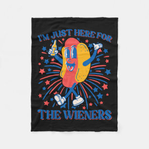 Hier voor de Wieners Hot Dog Funny 4th van juli Fleece Deken
