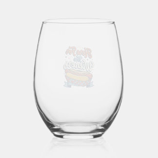 Hier Voor De Wieners Vintage Hot Dog T-shirt_1 Wijnglas Zonder Voet