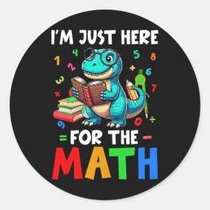 Hier voor de wiskunde Schattige T-rex Telt nummer Ronde Sticker