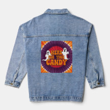 "Hier voor het Snoep" Halloween Denim Jacket