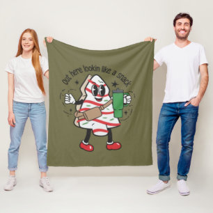 Hier ziet het eruit als een kerstboomcake als snac fleece deken
