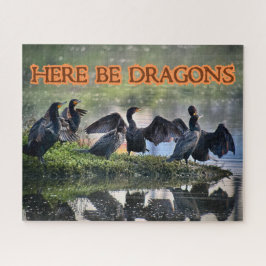 Hier zijn Draken Aalscholvers zijwaarts gericht Legpuzzel