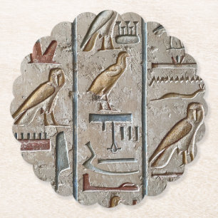 Hiëroglief Oud Egypte Taal Gegraveerde Tekst Kartonnen Onderzetters