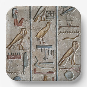 Hiëroglief Oud Egypte Taal Gegraveerde Tekst Papieren Bordje
