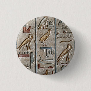 Hieroglief Oude Egyptische Taal Gegraveerde Tekst  Ronde Button 3,2 Cm